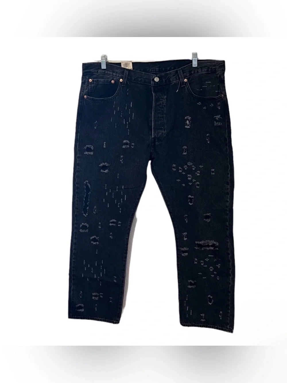 Levis Mens 501 Original Black Distressed Jeans Sz 40x30 NWT